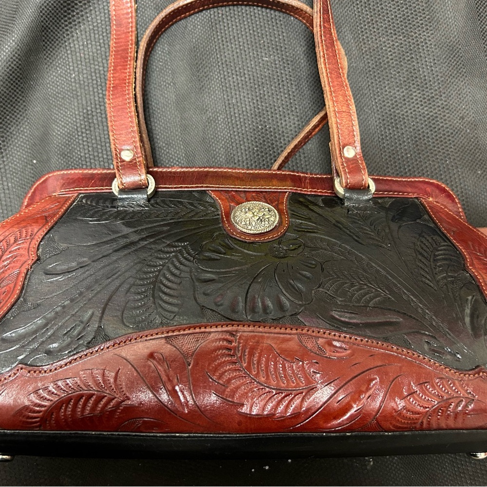 American West Black and Brown Embossed Shoulder Bag